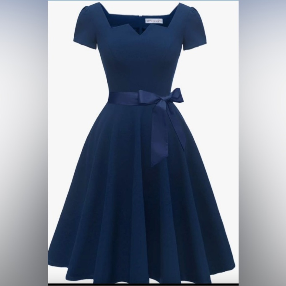 Retro Navy Blue Dress